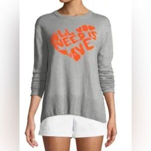Lisa Todd Gray Sweater with Orange Love Design
